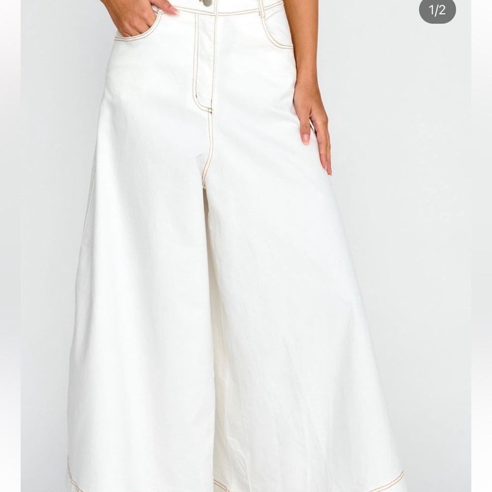 Brunello Cucinelli Womens Pants Wide Leg palazzo Jeans Culottes size 26 - Picture 2 of 14